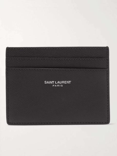 SAINT LAURENT Logo-Print Pebble-Grain Leather Cardholder