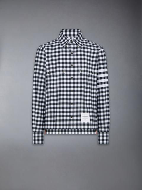Thom Browne GINGHAM CHECK FLANNEL 4-BAR UTILITY SHIRT