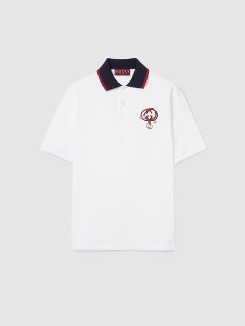 GUCCI Cotton piquet polo shirt with embroidery