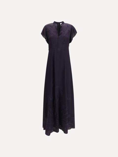 forte_forte Crêpe de Chine Dress with Iris Velvet embroidery