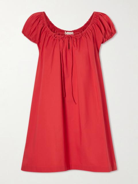FAITHFULL Marblau Gathered Cotton-poplin Mini Dress