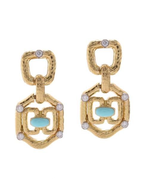 DAVID WEBB Diamond Turquoise Janus Earrings