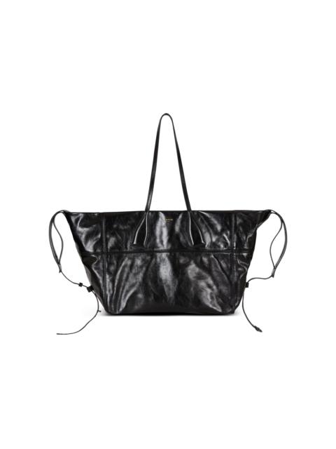 Balmain Track shiny leather tote bag
