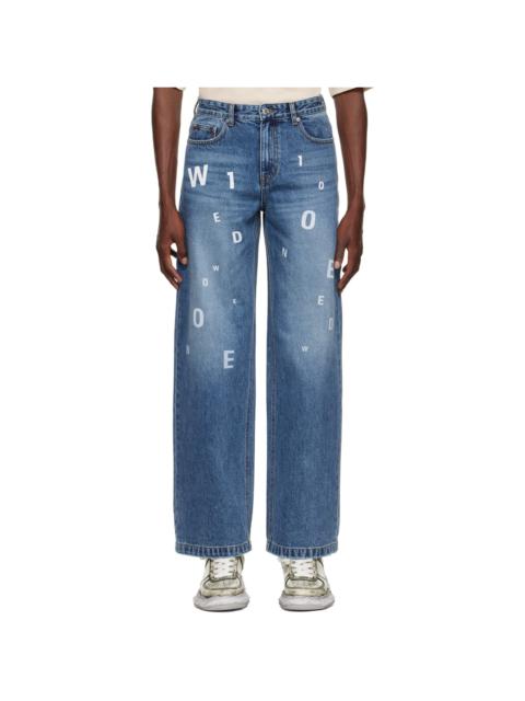 We11done Blue Printed Jeans