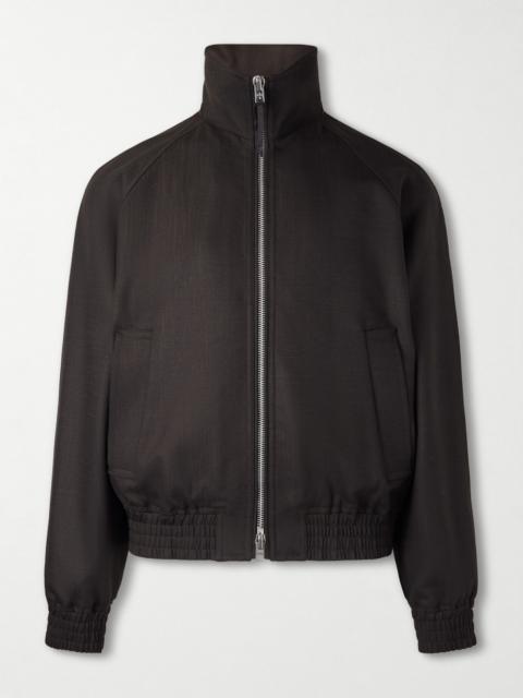TOM FORD Leather-Trimmed Wool and Silk-Blend Jacket