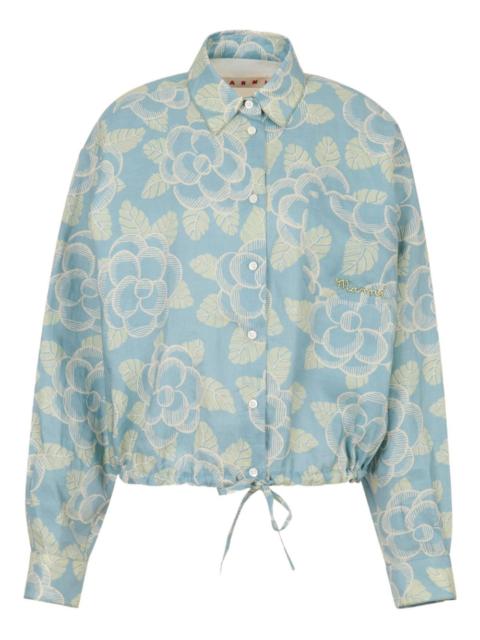 Marni drawstring floral shirt