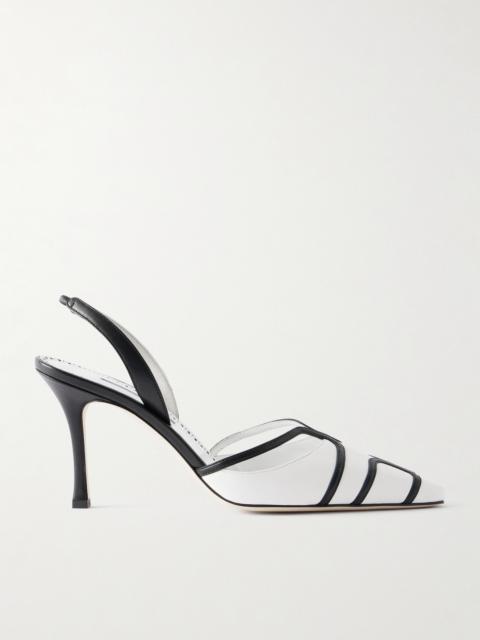 Manolo Blahnik Sarto 90 Two-tone Leather Slingback Pumps