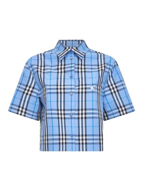 Burberry Light blue Check cotton cropped shirt
