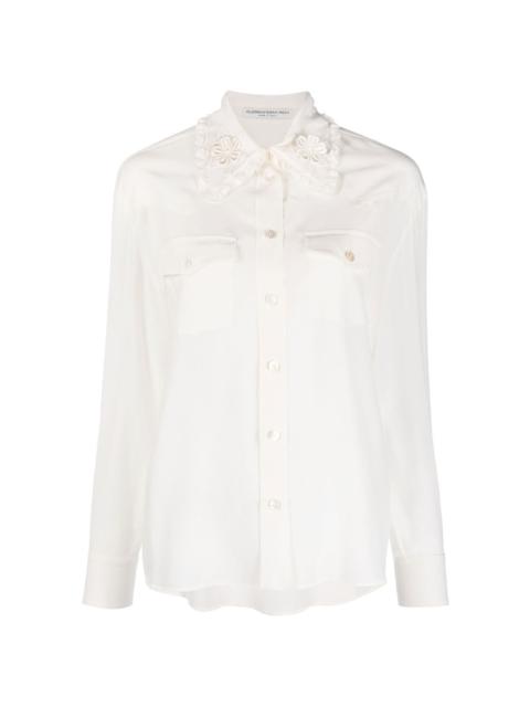 Alessandra Rich floral-embroidered silk shirt