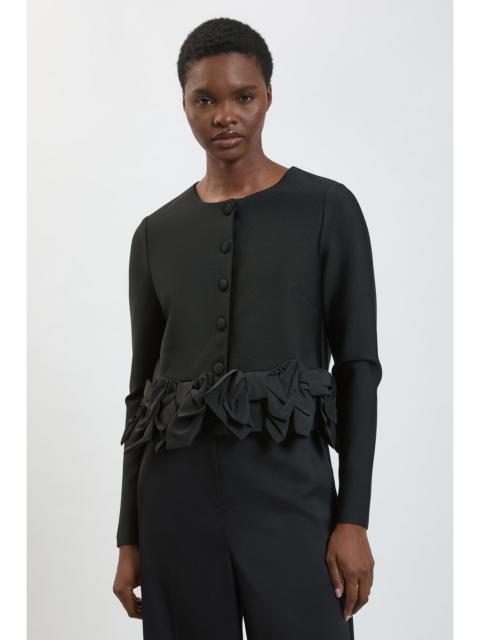 KAREN MILLEN Figure Form Bandage Taffeta Bow Knitted Jacket