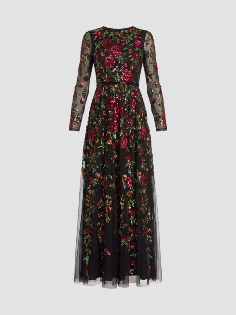 MAC DUGGAL Women's Embroidered Beaded Mesh A-Line Gown - Black Multi