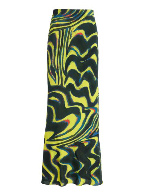 CHRISTOPHER JOHN ROGERS Printed Jersey Maxi Skirt green