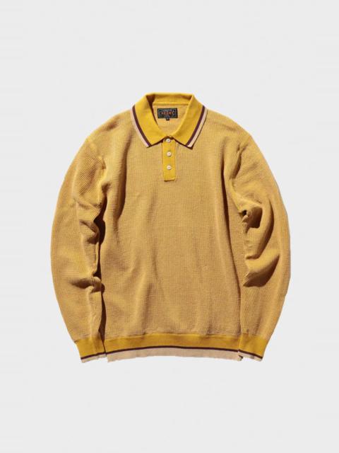 Slab Knit Polo Cotton Linen - Mustard