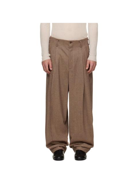 HED MAYNER Brown Check Trousers