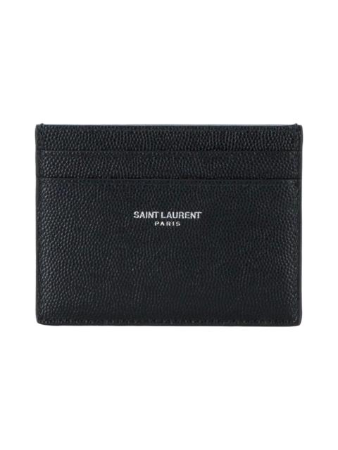 SAINT LAURENT Black Leather Card Holder