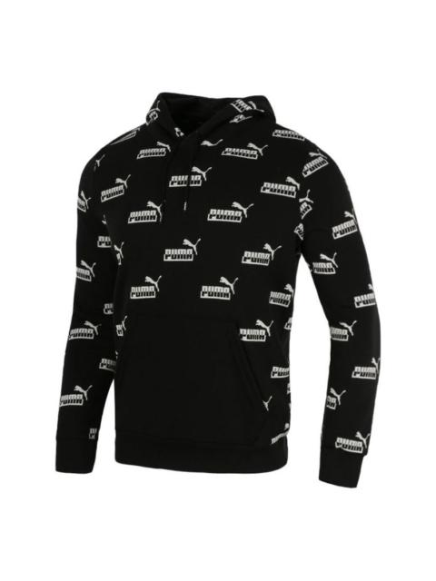 PUMA PUMA Logo Printed Casual Sports Hooded Sweater Men's Black 588803-01