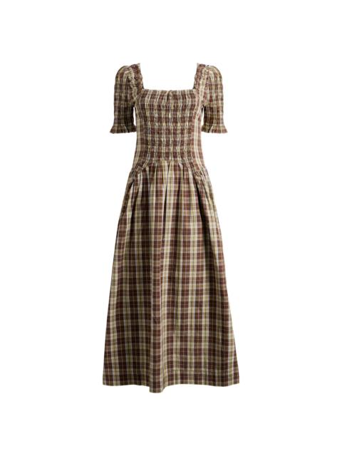 DAMSON MADDER. Damson Madder Emmy Shirred Midi Dress