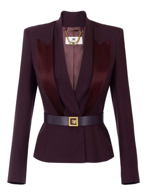 ELISABETTA FRANCHI satin-lapel crepe jacket