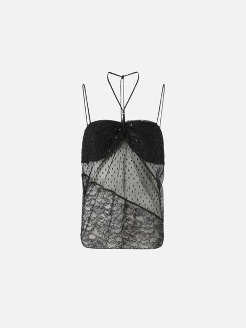 PINKO PATCHWORK-EFFECT LACE TOP
