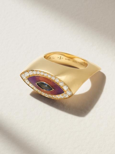MARIE LICHTENBERG Evil Eye 18-karat Gold, Diamond And Sapphire Ring
