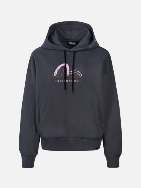 EVISU Seagull Print and Slogan Embroidery Oversized Hoodie