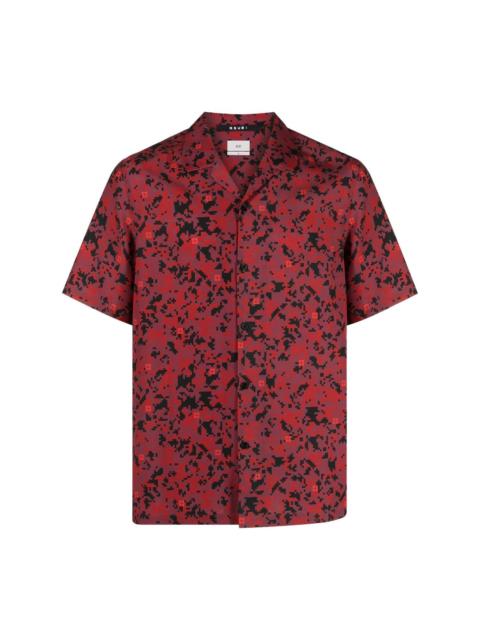 Cuban-collar pixelated-print shirt