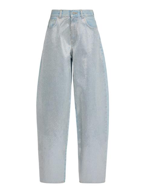 HAIKURE Bibi Stapled Rigid High-Rise Barrel-Leg Jeans blue