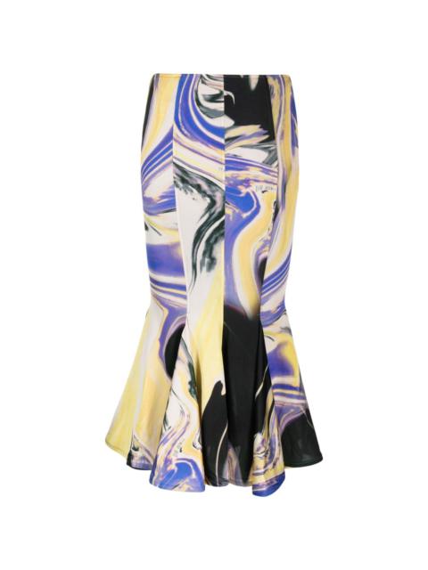 abstract-print flared midi skirt
