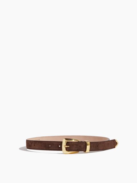 KHAITE Benny Suede Calfskin Belt in Coffee
