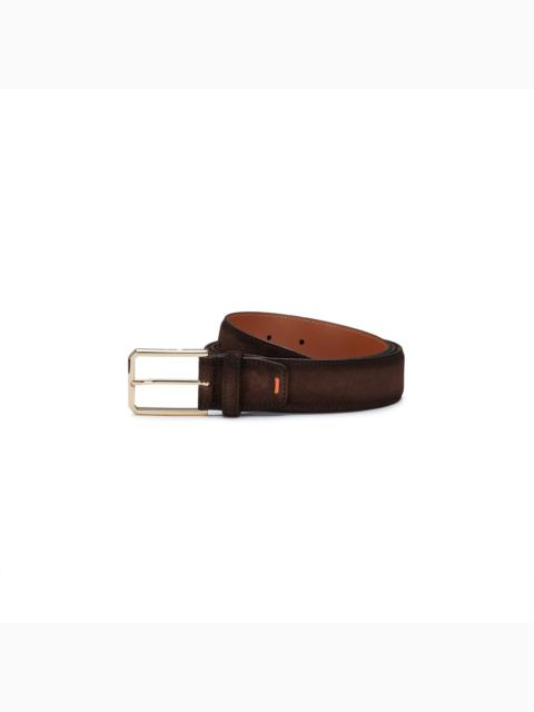 Santoni Dark brown suede adjustable belt