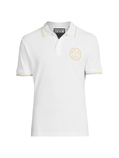 VERSACE JEANS COUTURE Men's Logo Cotton Polo Shirt - White Gold