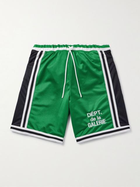 GALLERY DEPT. Miami Court Straight-Leg Logo-Embroidered Striped Mesh Shorts Green