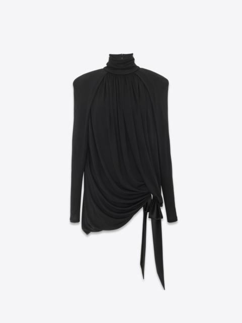 SAINT LAURENT draped dress in satin crepe jersey