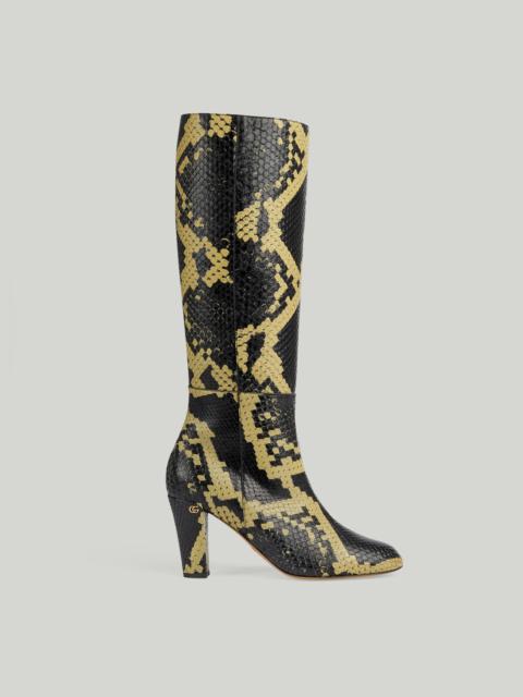 GUCCI Women's python mid-heel boot
