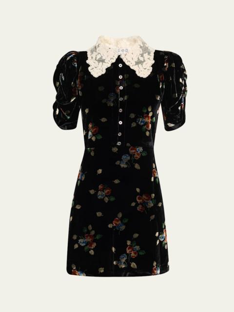 Sea Leda Floral Burnout Velvet Mini Dress