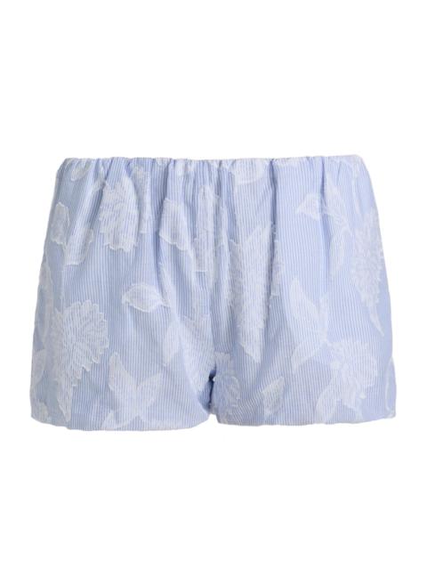 GENERATION LOVE Women's Olson Floral-Striped Cotton Bubble Shorts - Light Blue White