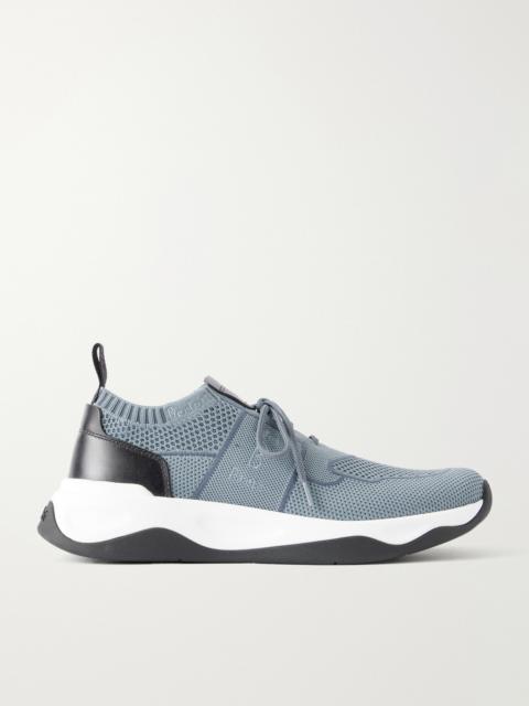 Berluti Shadow Leather-Trimmed Stretch-Knit Sneakers