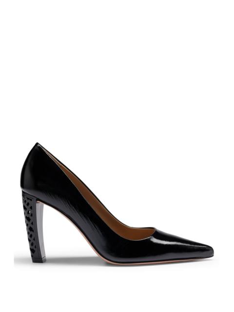 BOSS LEATHER PUMPS WITH MONOGRAM-PATTERNED HEELS