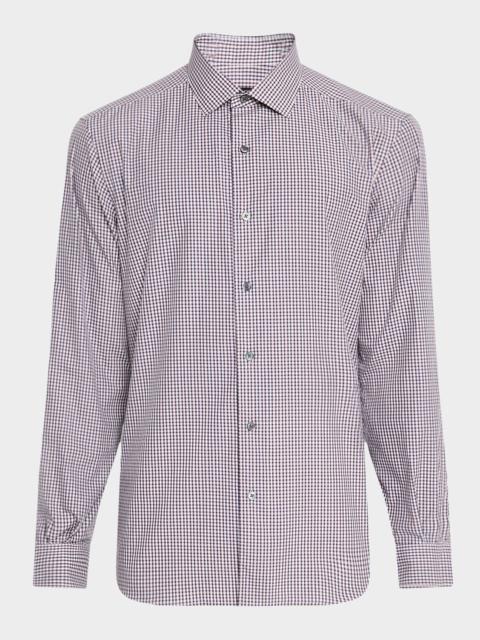 ZEGNA Men's Cotton Check Casual Button-Down Shirt