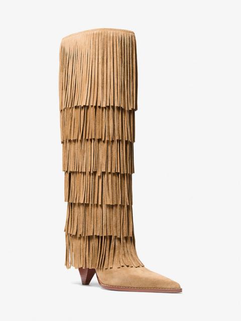 MICHAEL KORS Jayla Fringed Suede Tall Boot
