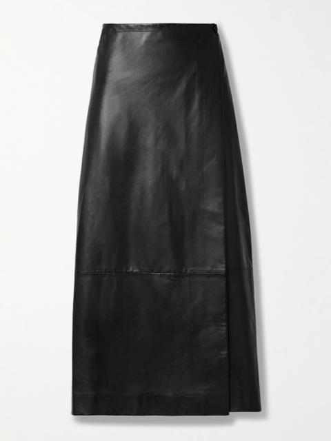 KHAITE Quinn Wrap-effect Leather Maxi Skirt