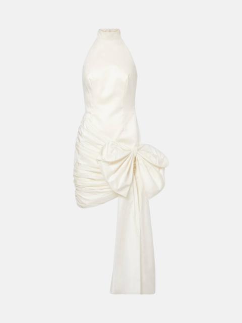 ROTATE Bow-detail halterneck satin minidress