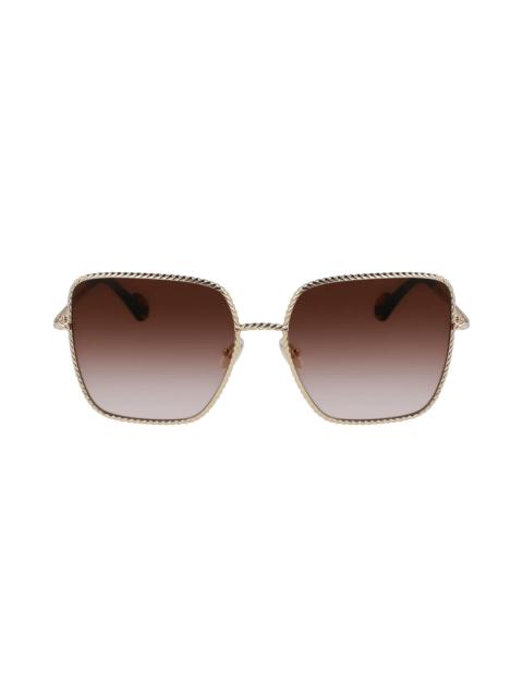 Lanvin Babe 59mm Gradient Square Sunglasses in Gold/Gradient Brown