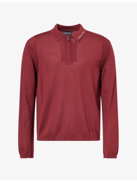 EMPORIO ARMANI Script Virgin-Wool Polo Jumper