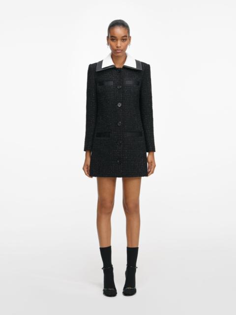 self-portrait Black Boucle Contrast Collar Mini Dress