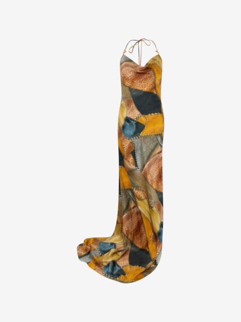 Roberto Cavalli Patchwork Print Silk Slip Dress