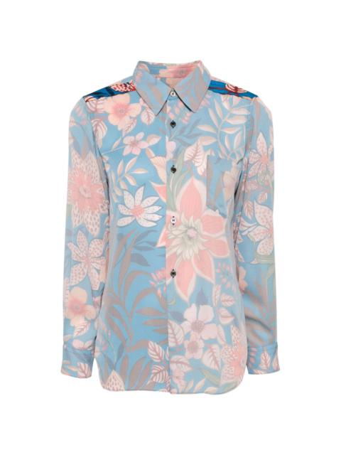 floral-print inside-out shirt