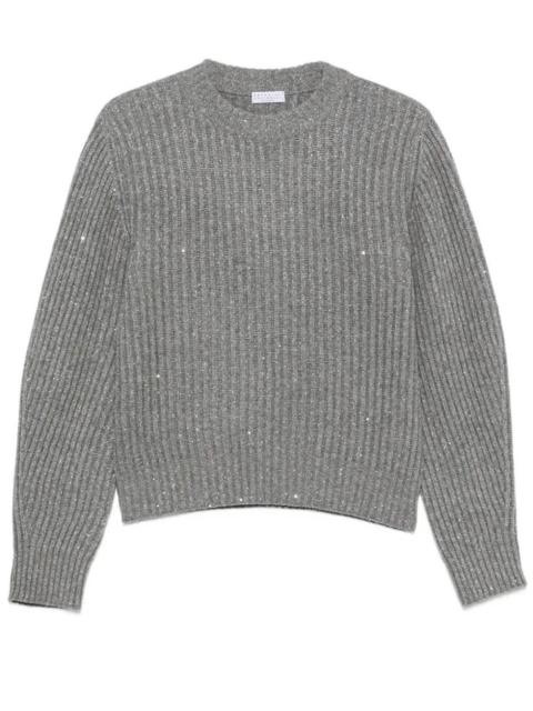 Brunello Cucinelli SWEATER SPARKLING & DAZZLING IN CASHMERE AND WOOL RIBBED