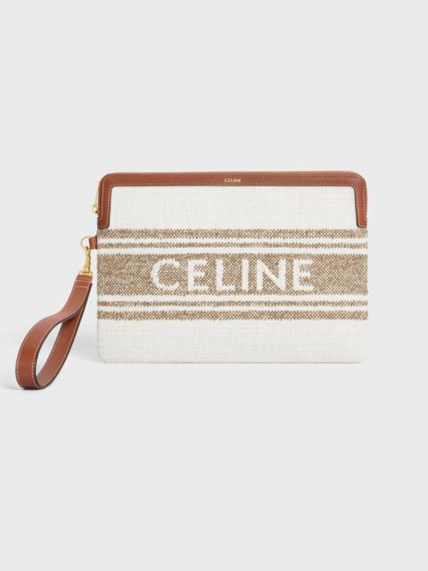 CELINE SMALL POUCH WITH STRAP in STRIPED TEXTILE WITH CELINE