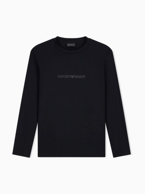 EMPORIO ARMANI SLIM-FIT PIMA JERSEY JUMPER WITH PRINTED LOGO